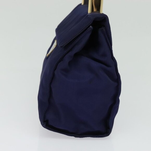 PRADA Hand Bag Nylon Metal Blue Gold Auth 137214 - Picture 4 of 16